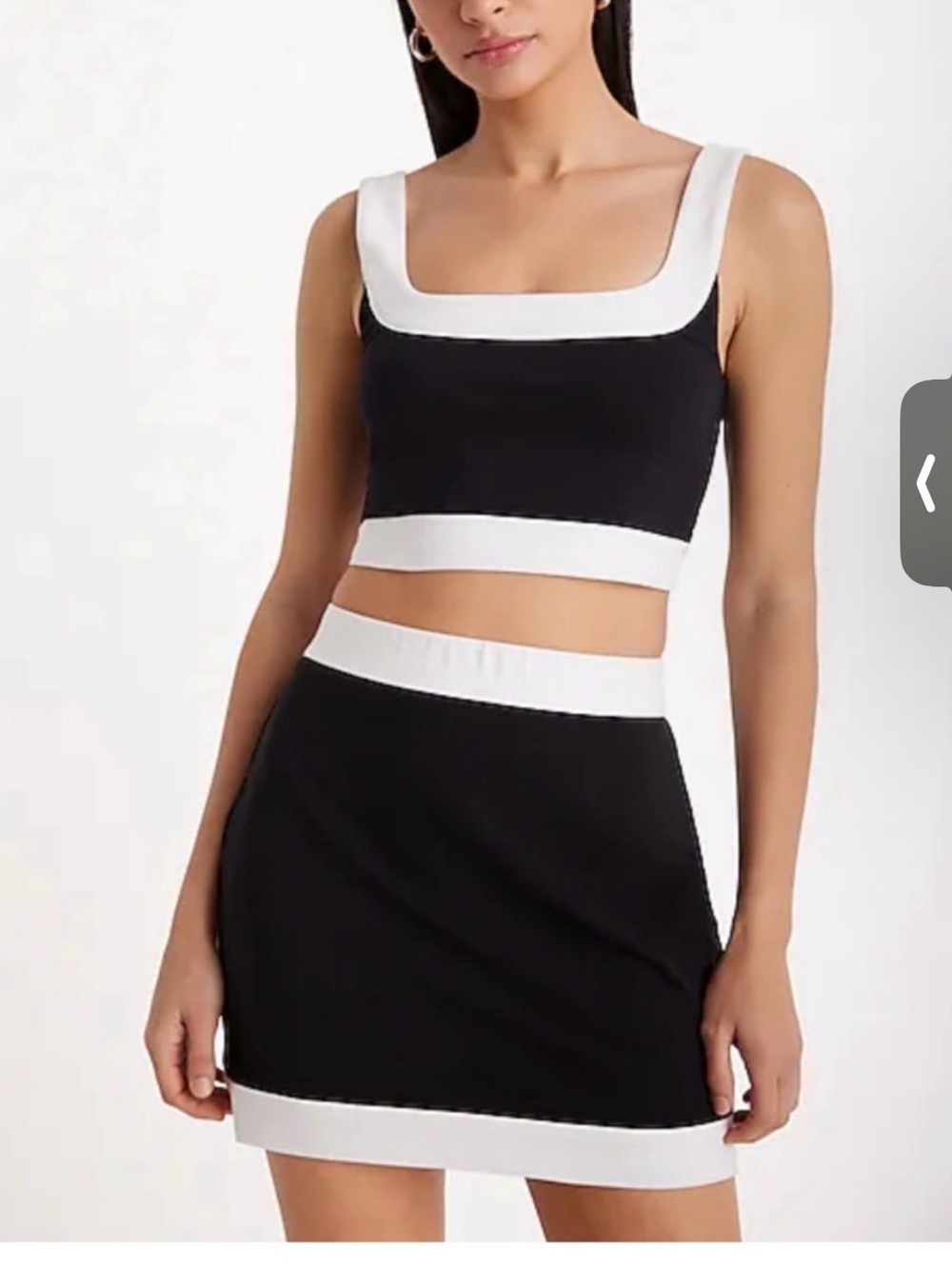 Express Black & White Contrast Top and Mini Skirt